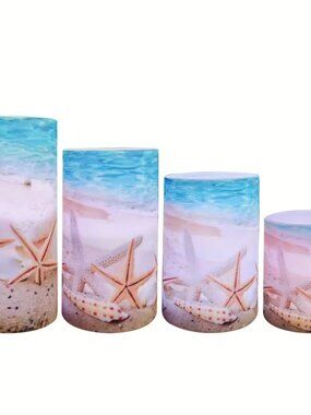 4 pc Beach Scene Flameless Candles - New